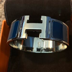 Hermes Navy Clic Clac PM Wide Bracelet